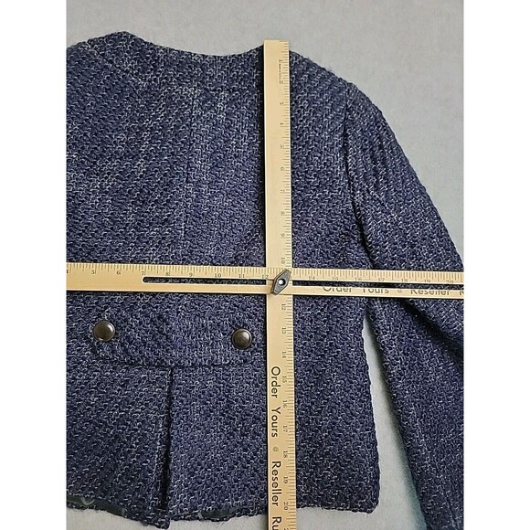 J Crew Blazer Womans 4 Purple Wool Blend Chunky 4 Button Office Broadway Crop - Picture 13 of 15